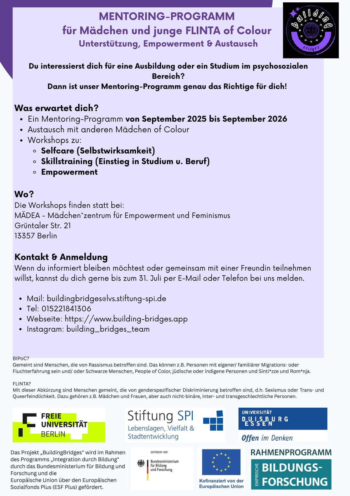 Flyer für Mentees